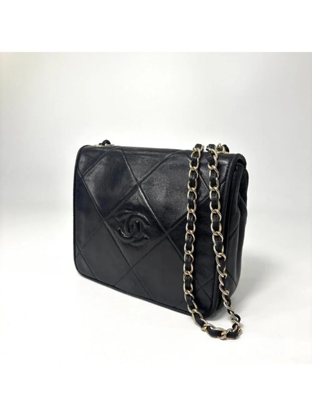 Chanel Super Quilted CC Logo Shoulder Bag Black